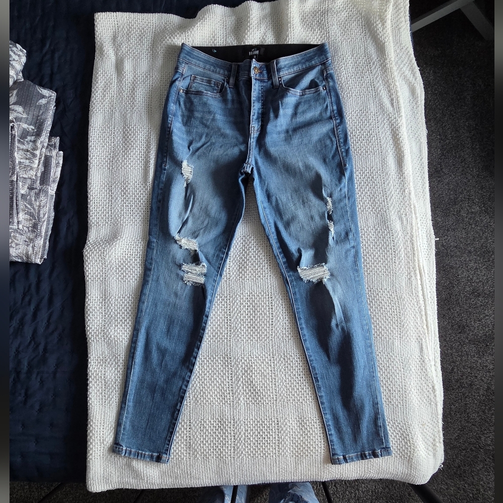 LuLaRoe Blue Distressed Ankle Skinny Jeans, Size 30